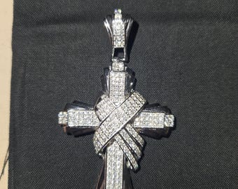 Geeister Moissanit Kreuz Anhänger/925er Silber