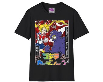 Sailor Scout Monster Fight! - Hand Printed Kaiju Moon Parody Tee