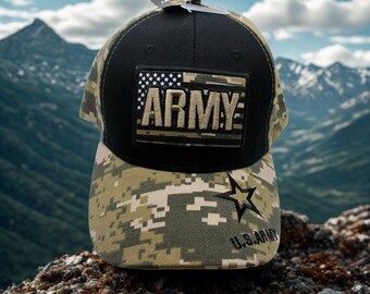 thumbnail image 2 of Maxxilano Army Camo Baseball Cap – Adjustable Military Veteran Hat With American Flag 2 of 6