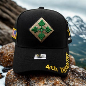 4:e infanteridivisionens hatt. Orubblig och lojal veterankeps, broderad arméhatt från Ivy Division, 4:e infanteridivisionens gåva för veteraner, 4:e infanterihatt. Amerikansk arméhatt