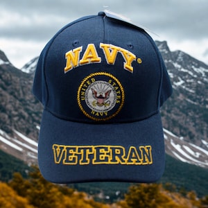 Navy Veteran Hat – Officially Licensed U.S. Navy Cap – Embroidered US Navy Blue Hat – Veteran Gift.  Military Veteran Hat. US Navy Hat