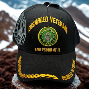 Disabled Veteran Army Hat – Officially Licensed Disabled Army Veteran Black Cap. Veteran US Army Hat. US Army Veteran Hat. Disabled Veteran