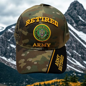 Retired U.S. Army Hat – Officially Licensed Camo Cap with Embroidered Army Logo – Veteran Gift. US Army Baseball Hat. Army Hat