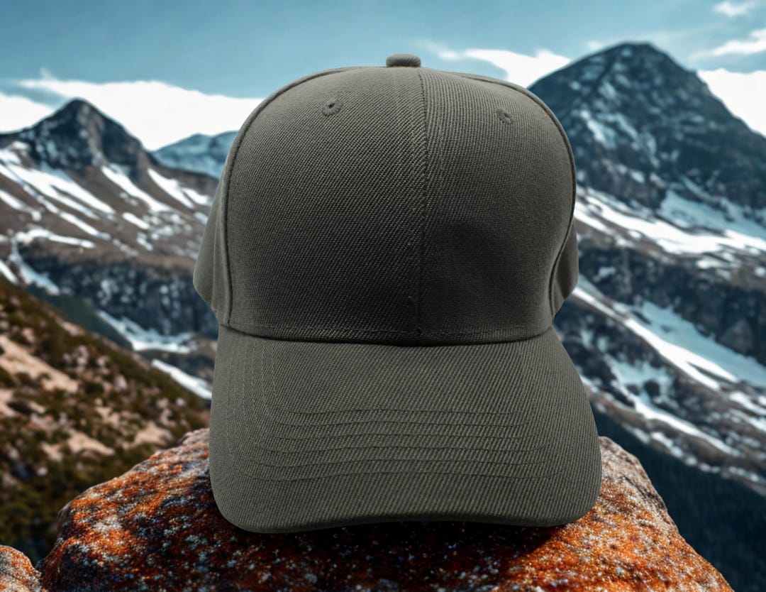 Solid Gray Adjustable Cap. Blank Minimalist Baseball Hat  display picture 1
