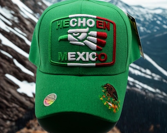 Gorra de béisbol verde de México – Gorra ajustable con orgullo mexicano – Gorra bordada de México – Regalo para él o ella. Gorra mexicana.