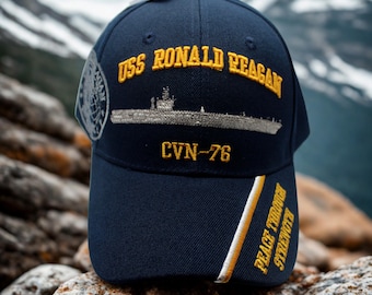 USS Ronald Reagan vliegdekschiphoed CVN-76. Pet Amerikaanse marineveteraan. Officieel Amerikaanse marinepet. Marineblauwe hoed. Veteraan cadeau. Hoed CVN-76