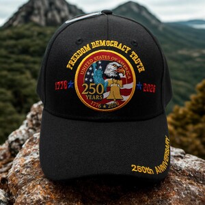 Frihet, demokrati, sanning, hatt. USA 1776–2026 patriotisk keps. Amerikansk stolthetshatt. USA-hatt. Veterangåva. USA svart keps. Amerika 1776–2026 hatt