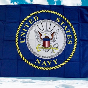 US Navy 3x5 Flag, Military Flag with Navy Logo, Patriotic Outdoor Indoor Display, Durable Navy Flag, US Navy Blue Flag, Navy Veteran Gift