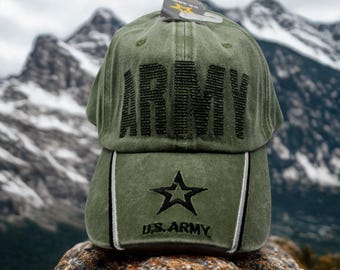 アメリカ陸軍の帽子。刺繍入りのアメリカ陸軍キャップ。お父さんへの