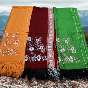Vintage bloemensjaal, boho-sjaal met franje, lichtgewicht omslagdoek, cottagecore-hoofddoek, sjaal in retrostijl, cadeau voor haar, Mexicaanse sjaal, Rebozo MX