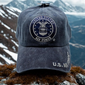 U.S Air Force Hat – Washed Blue USAF Baseball Cap – Officially Licensed U.S Air Force Embroidered Logo Cap. Air Force Veteran Gift. USAF Hat