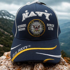 Navy Defending Freedom Hat. Officially Licensed U.S Navy Cap. Navy Blue Baseball Hat. Veteran Gift. US Navy Defending Freedom Since 1775 Hat