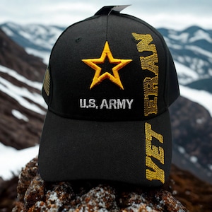 Veteran U.S. Army Hat – Officially Licensed Black Cap with Embroidered Army Star – Veteran Gift. US Army Baseball Hat. US Army Veteran Hat