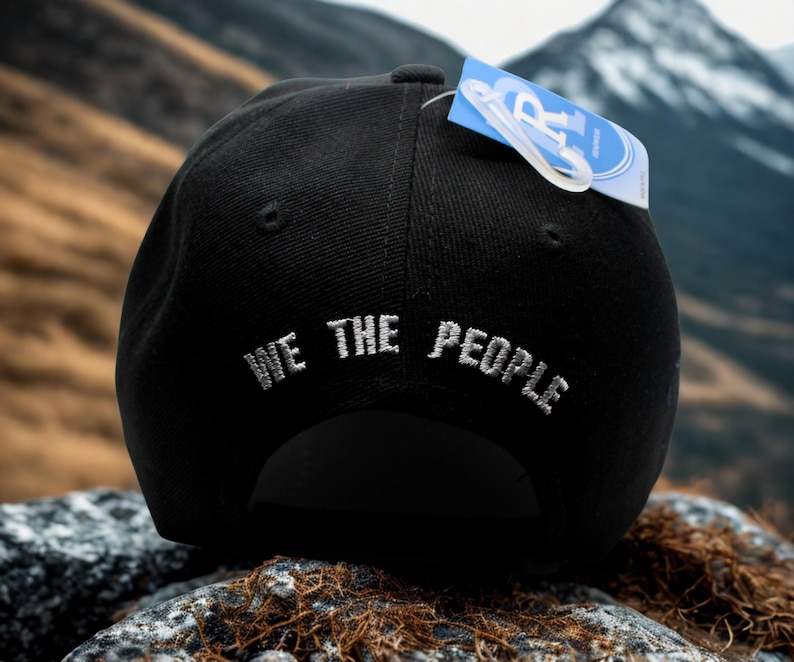 We The People Hat. USA Hat. Patriotic American Flag Black Cap. American Pride Hat. United States of America Embroidered Hat. Veteran Gift image 2