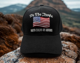 Wir Die Menschen Hut. USA Hut. Vaterländische Flagge schwarze Kappe. Amerikanischer Pride Hut. Vereinigte Staaten von Amerika Bestickter Hut. veteran Geschenk