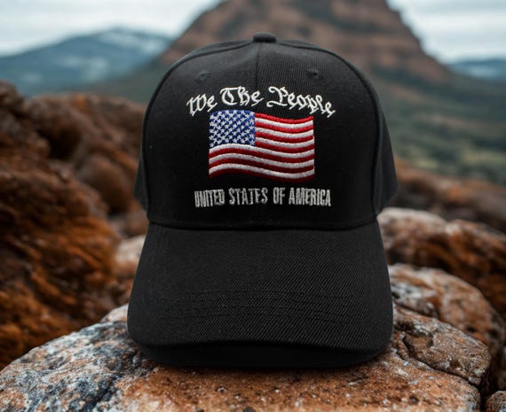 We The People Hat. USA Hat. Patriotic American Flag Black Cap. American Pride Hat. United States of America Embroidered Hat. Veteran Gift