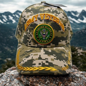 Veteran U.S Army Hat – Officially Licensed Army Camo Cap with Embroidered Army Seal. Veteran Gift. US Army Baseball Hat. US Army Veteran Hat