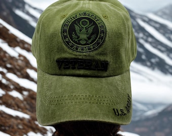 U.S. Army Veteran Hat – Officially Licensed Washed Green Cap with Embroidered Army – Veteran Gift. US Army Baseball Hat. US Army Veteran Hat