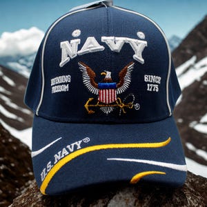 Navy Defending Freedom Hat. Officially Licensed U.S Navy Cap. Navy Blue Baseball Hat. Veteran Gift. US Navy Defending Freedom Since 1775 Hat