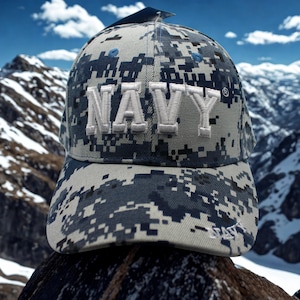 U.S Navy Hat – Officially Licensed U.S. Navy Cap – Embroidered Navy Camo Baseball Hat – Veteran Gift.  Military USN Veteran Hat. US Navy Hat