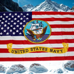 US Navy 3x5 Flag, American Military Flag with Eagle & Ship Emblem, Patriotic Outdoor Indoor Display, Durable Navy Flag, US Navy Flag