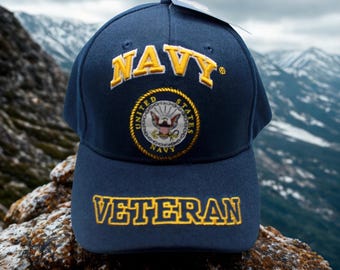 アメリカ海軍ブルーハット。鷲の刺繍入り海軍退役軍人キャップ
