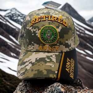 Retired U.S. Army Hat – Officially Licensed Camo Cap with Embroidered Army Logo – Veteran Gift. US Army Baseball Hat. Army Hat