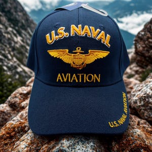 U.S. Naval Aviation Hat – Officially Licensed U.S. Navy Embroidered Blue Cap. Military Veteran Baseball Hat. US Navy Hat. Naval Aviation Hat