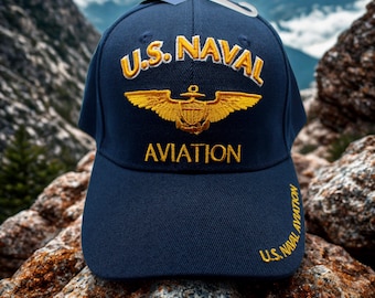ネイビーハット - ブルー刺繍入りキャップ - アメリカ海軍航空隊
