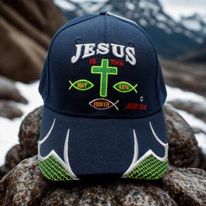 Jesus är vägen-keps. Jesus-bollkeps. Justerbar unisexkeps med tro. Jesus-keps. Jag älskar Jesus, blå keps. Jesus är vägen, sanningen och livet-keps