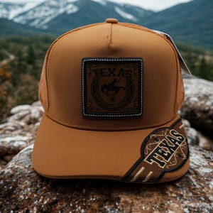 Texas Rodeo Trucker Hat. Western Cowboy Cap with Texas Bronco Patch, Country Style Snapback. Lone Star Hat. Texas Pride Hat. Texas Hat