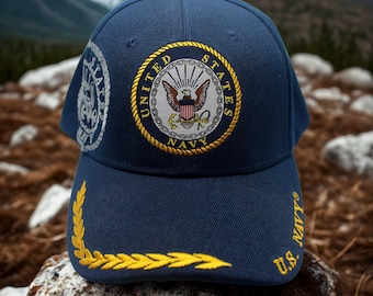アメリカ海軍の帽子、ブルーのネイビーハット、刺繍入りネイビー