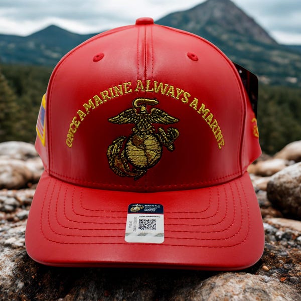 Once a Marine Always a Marine Hat. Semper Fi Embroidered Hat, Veteran Gift, Red Adjustable USMC Cap. U.S Marines Hat. Veteran Hat. USMC Hat