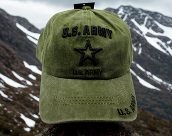 U.S Army Star Hat, Green US Army Cap with Embroidered Star, Army