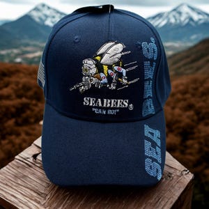 U.S. Navy Seabees Hat – Blue Navy Baseball Cap – Officially Licensed US Navy “Can Do” Military Hat. US Navy Hat. USN Hat. Seabees Hat