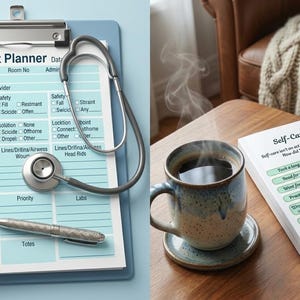 Pacchetto di schede riassuntive per infermieri e checklist per la cura di sé per i nuovi infermieri, pianificatore di turni, modello di rapporto infermieristico, pacchetto benessere, download digitale in PDF