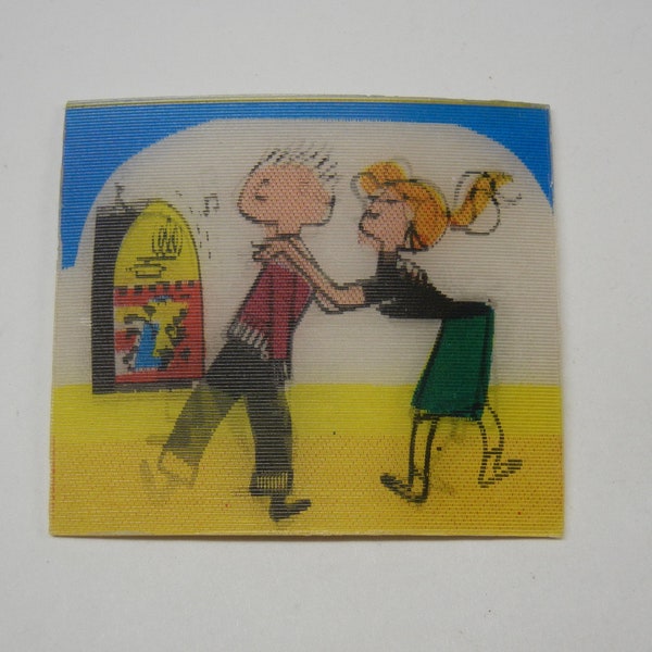 Vintage Vari Vue Lenticular Dancing Couple Jukebox Unused Flicker Card