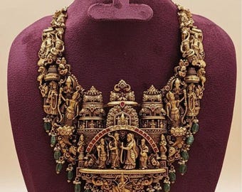 SitaRam Kalyanam Temple Haarschmuck | 925er Silber Kundan Halskette