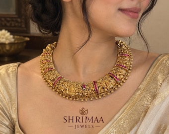92.5 Silver Hallmarked Temple Necklace | 5D Nakshi Temple Jewellery | South Indian Bridal Necklace | Traditional Jewellery