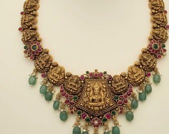 Varlakshmi Naksh Kundan Necklace | 92.5 Hallmark Silver | 22kt Gold Plated