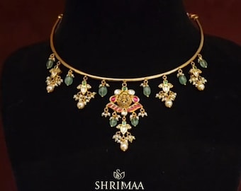 Kundan Hasli Necklace | 925 Sterling Silver | 24KT Gold Plated Jewelry