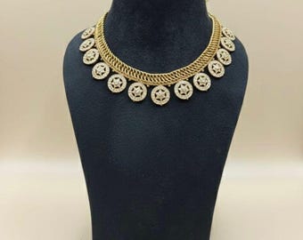 Moissanite Battu Jalebi Necklace | 22kt Gold Plated 92.5 Hallmark Silver | Traditional Indian Bridal Jewelry