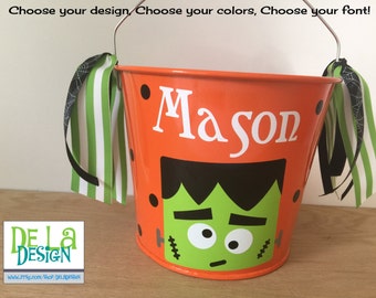halloween bucket personalized halloween trick or treat 10 etsy