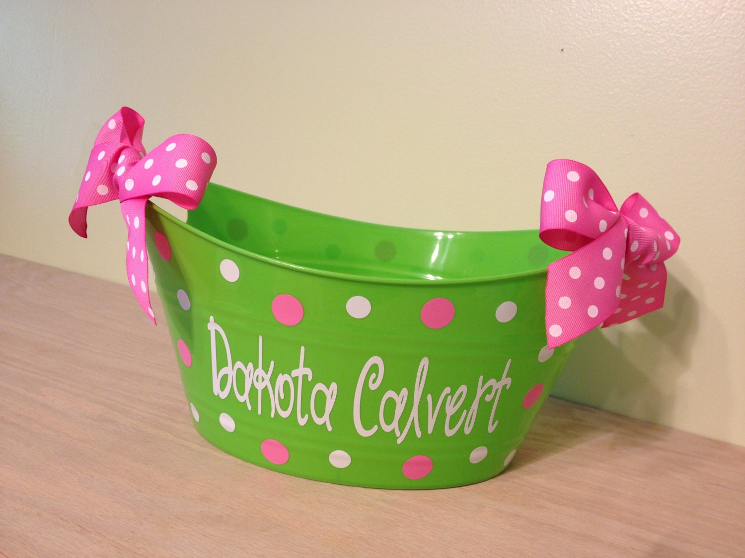 Personalized oval tub gift basket name initial or Etsy