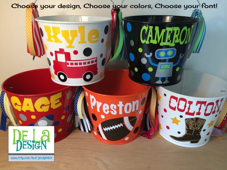 Personalized Easter basket 5 quart metal bucket Fire truck Etsy
