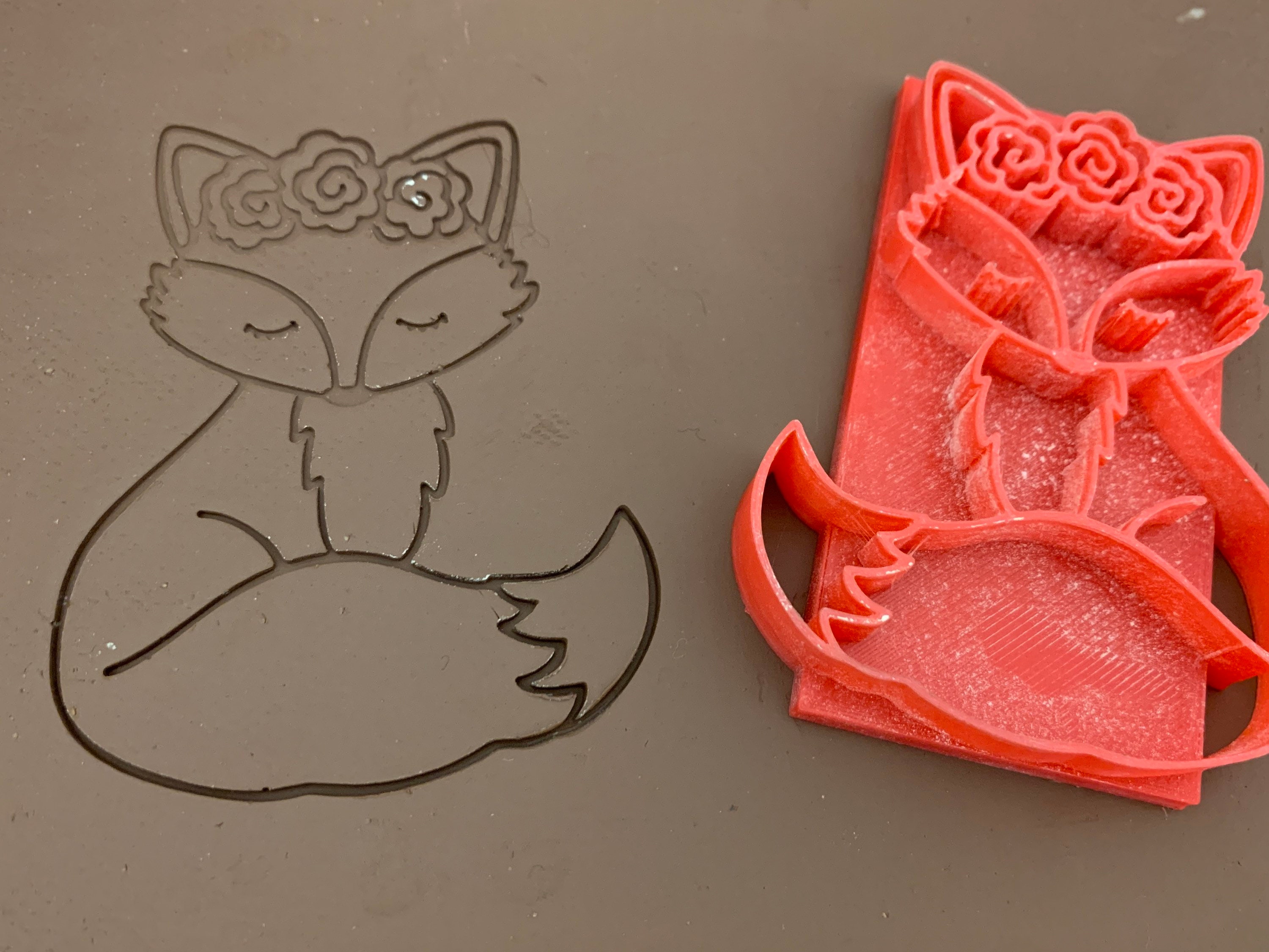 Pottery Stamp Fox Design Fondant Clay Leather Pottery Etsy