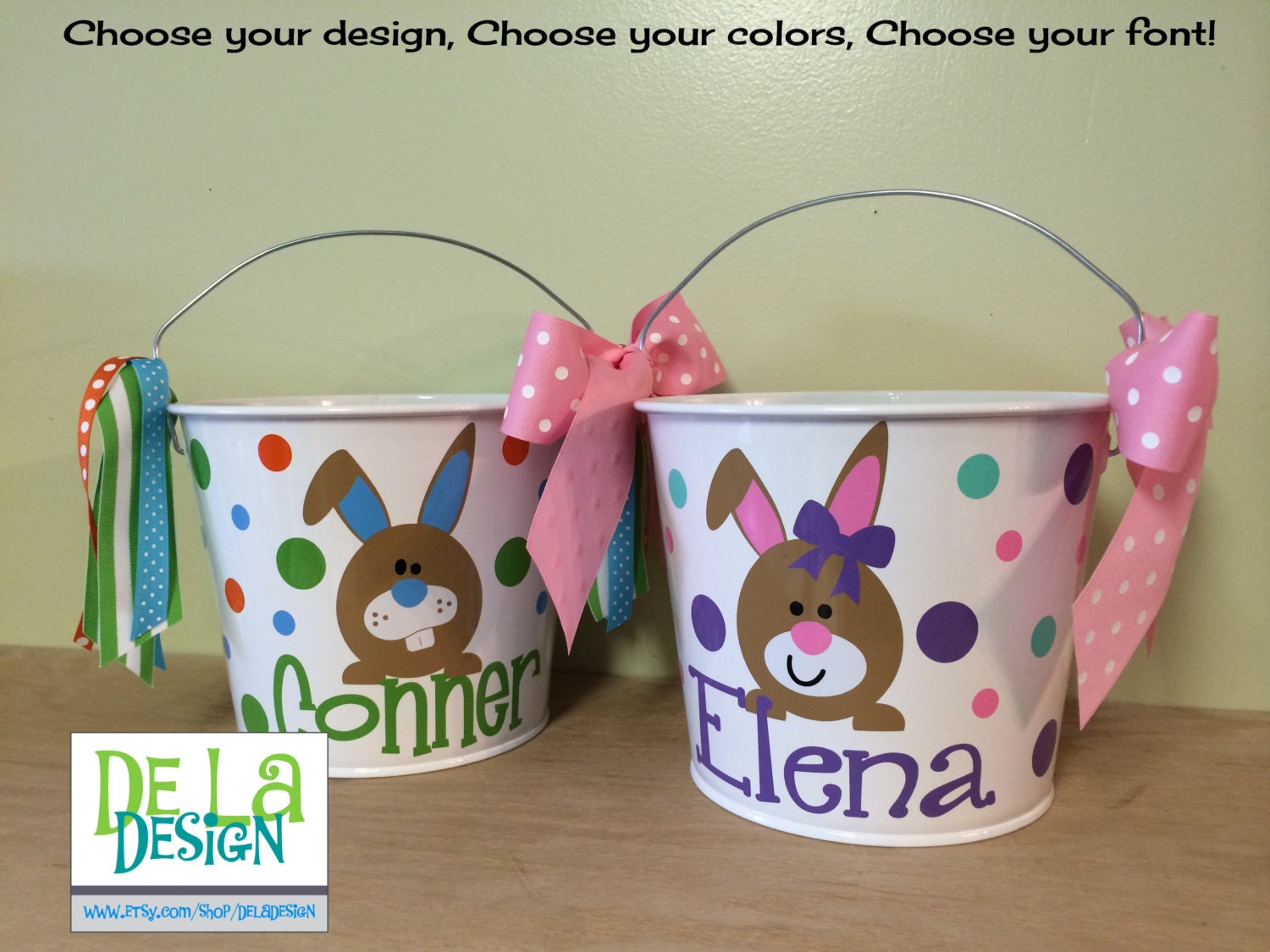 Personalized Easter basket 5 quart metal bucket name or Etsy