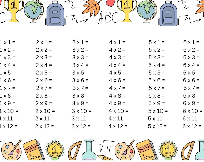 Multiplication Times Tables SVG and PDF- School Bus Math Cut File and ...