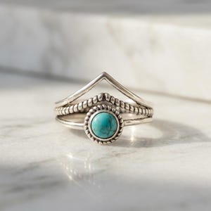 Chevron Turquoise ring, Boho Turquoise ring silver, Turquoise rings for women, Boho turquoise ring, Bohemian Style Rings,Boho Statement Ring