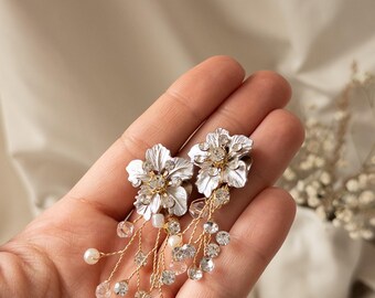 Pearl and Crystal Buckle Shoe Clips Gold Setting Wedding  display picture 3